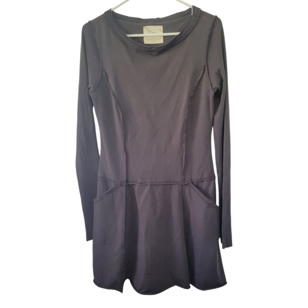 Raw Earth Wild Sky Organic Cotton Long Sleeve Mini Dress Size Small in Gray